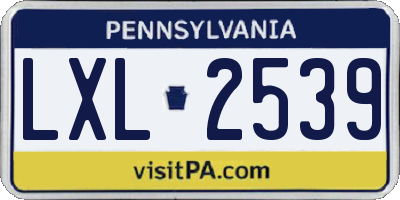 PA license plate LXL2539