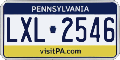 PA license plate LXL2546