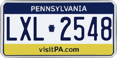 PA license plate LXL2548