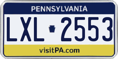 PA license plate LXL2553