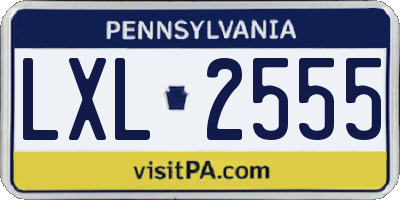 PA license plate LXL2555