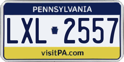 PA license plate LXL2557