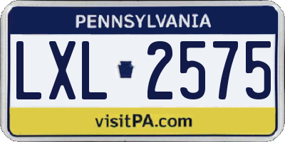PA license plate LXL2575