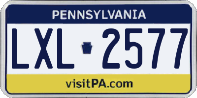 PA license plate LXL2577