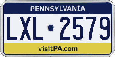 PA license plate LXL2579