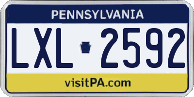 PA license plate LXL2592