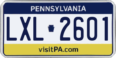 PA license plate LXL2601