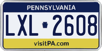 PA license plate LXL2608