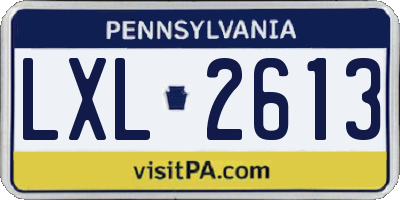 PA license plate LXL2613