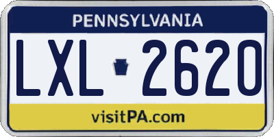 PA license plate LXL2620