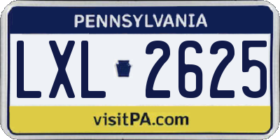 PA license plate LXL2625