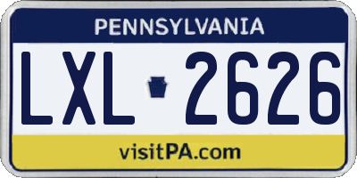 PA license plate LXL2626