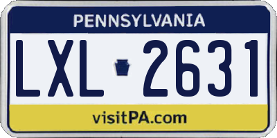 PA license plate LXL2631