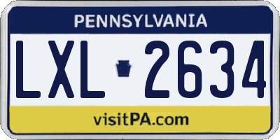 PA license plate LXL2634