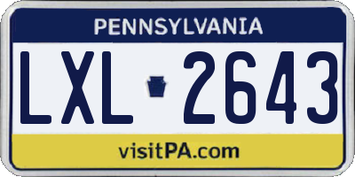 PA license plate LXL2643