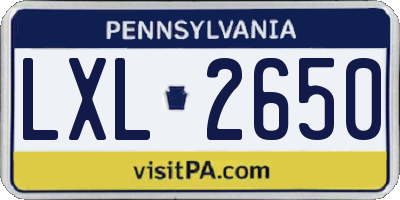 PA license plate LXL2650