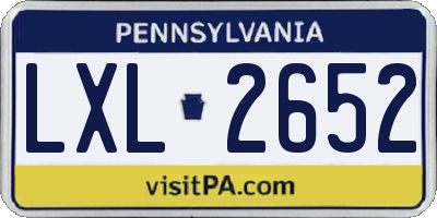 PA license plate LXL2652