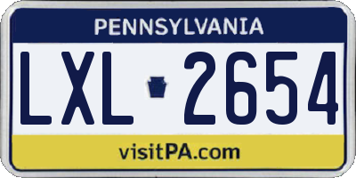 PA license plate LXL2654