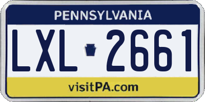PA license plate LXL2661