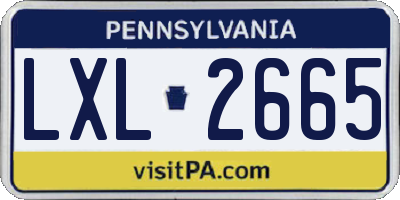 PA license plate LXL2665