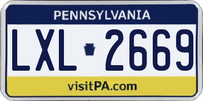 PA license plate LXL2669