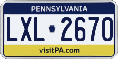 PA license plate LXL2670