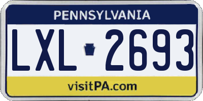 PA license plate LXL2693