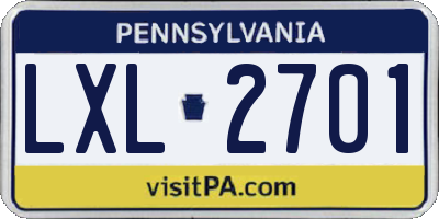 PA license plate LXL2701