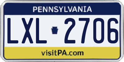 PA license plate LXL2706
