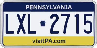 PA license plate LXL2715