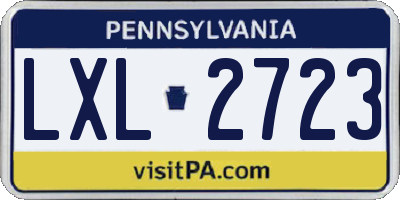 PA license plate LXL2723
