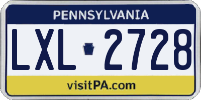 PA license plate LXL2728