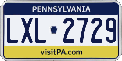 PA license plate LXL2729