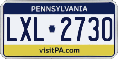 PA license plate LXL2730