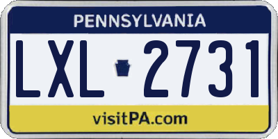 PA license plate LXL2731