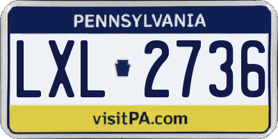 PA license plate LXL2736