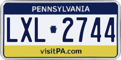 PA license plate LXL2744