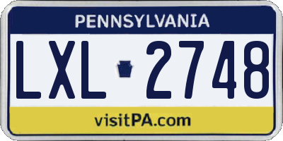 PA license plate LXL2748