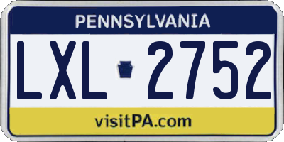 PA license plate LXL2752