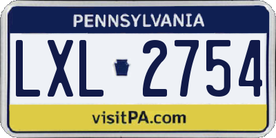 PA license plate LXL2754