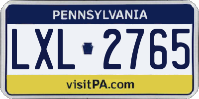 PA license plate LXL2765