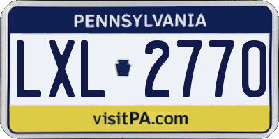 PA license plate LXL2770