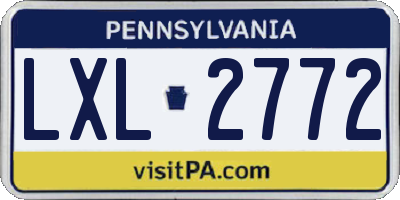 PA license plate LXL2772
