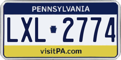 PA license plate LXL2774