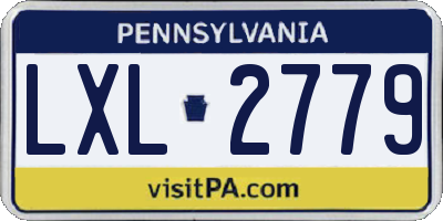 PA license plate LXL2779