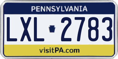 PA license plate LXL2783