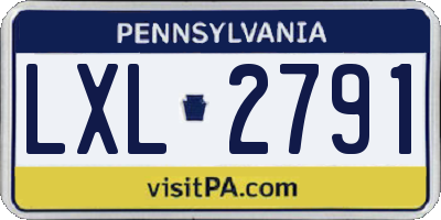PA license plate LXL2791