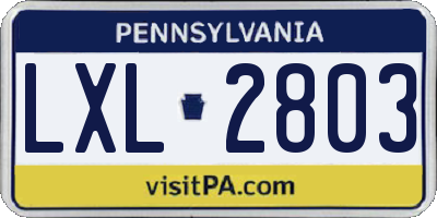 PA license plate LXL2803