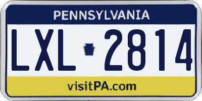PA license plate LXL2814