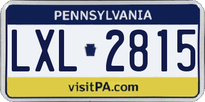 PA license plate LXL2815